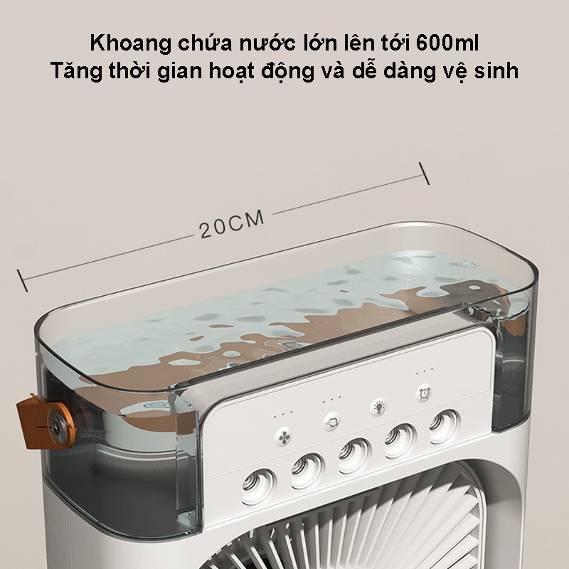 Quạt phun sương để bàn cỡ lớn có hẹn giờ, đèn led 7 màu - Điều hòa hơi nước để bàn 3 chế độ phun sương làm mát | BigBuy360 - bigbuy360.vn