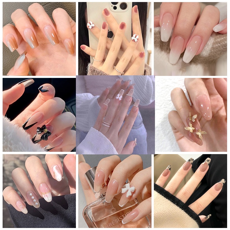 Set 24 móng tay giả tùy chọn kiểu dáng và màu sắc thời trang ngọt ngào