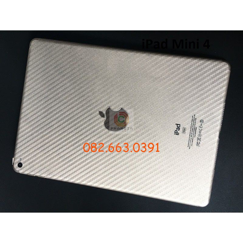 Miếng dán mặt lưng skin carbon cho các dòng iPad Mini 1 2 3 4