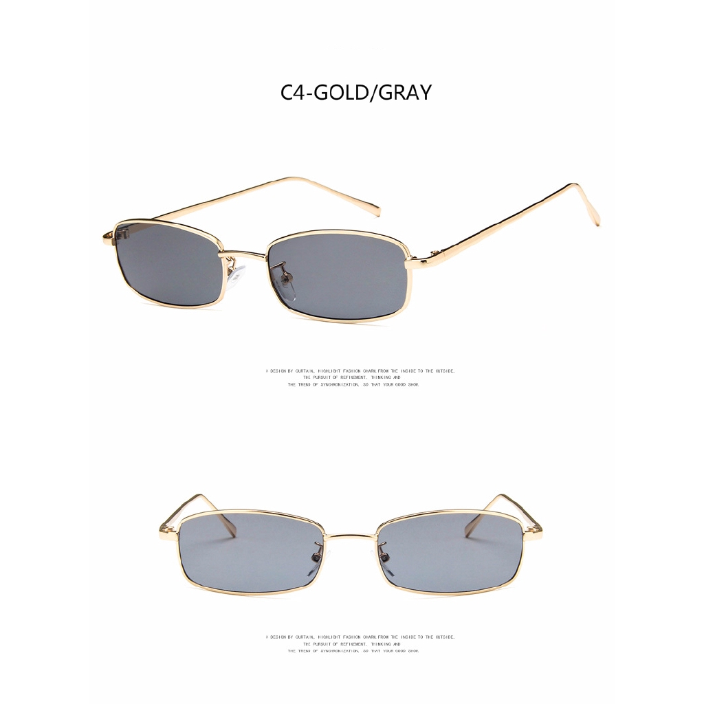 Kính mát thời trang hình chữ nhật kim loại INS cho nam và nữ