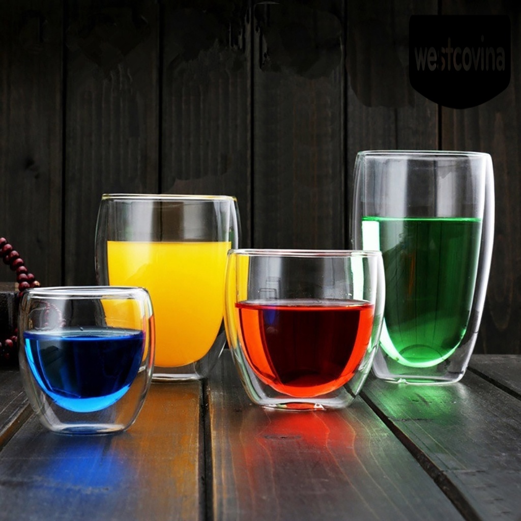 [Hot]☀ Cốc Thủy Tinh Hai Lớp Hai Lớp Cách Nhiệt Trọng Lượng Nhẹ Dùng Uống Trà Cà Phê Trà Sữa