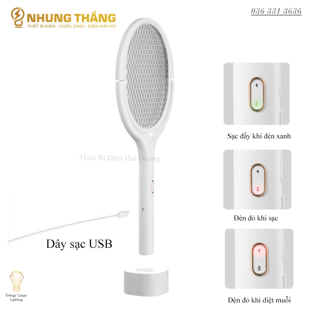 [PIN TRÂU] Vợt Bắt Muỗi AN01 Kiêm Đèn Thu Hút Muỗi - Diệt Muỗi Để Bàn - Treo Tường Tiện Lợi - Đầu Xoay 90 Độ