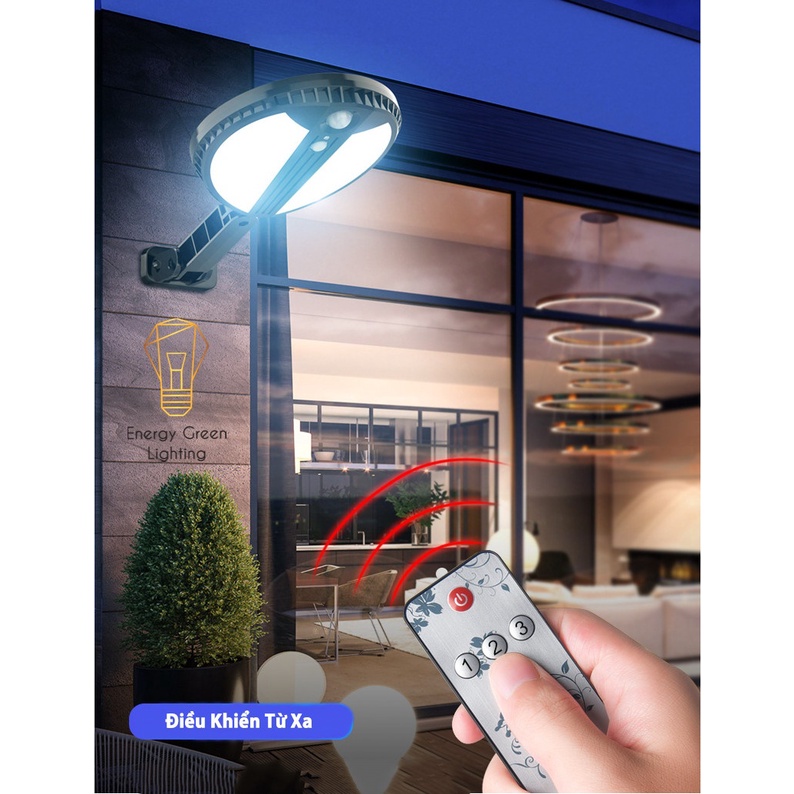 Pha LED Năng Lượng Mặt Trời Energy Green Lighting LQ-GY039 Đèn Đường Ngõ Xóm Cảm Biến 3 Chế Độ 70 Mắt LED - Điều Khiển T
