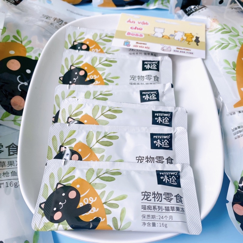 Soup Cỏ Mèo vị Cá ngừ gói 16gr PETSTWO tiêu lông