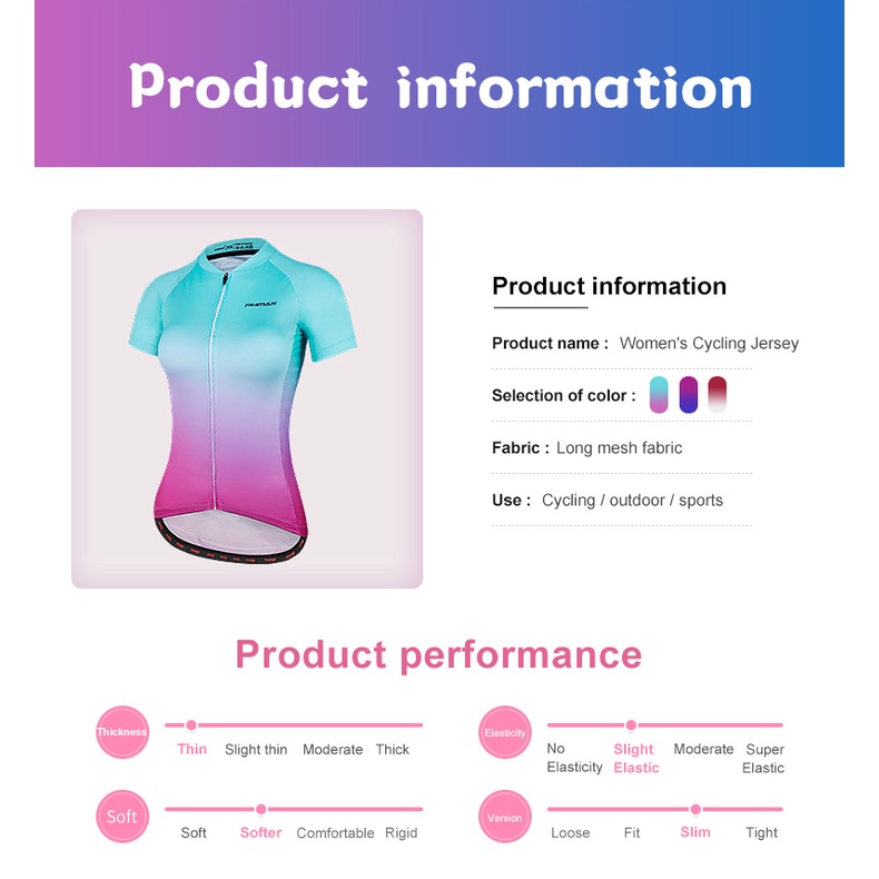 PHMAX Áo đua xe đạp nữ màu gradient dài tay ngắn tay xe đạp leo núi