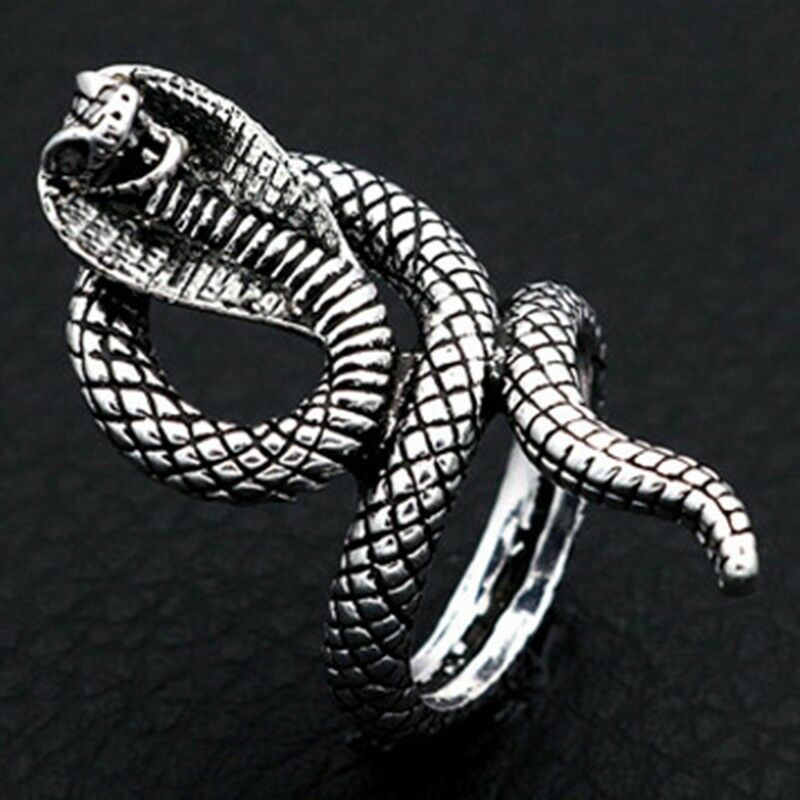 Nhẫn inox tạo hình con rắn độc đáo theo phong cách gothic punk thời trang unisex