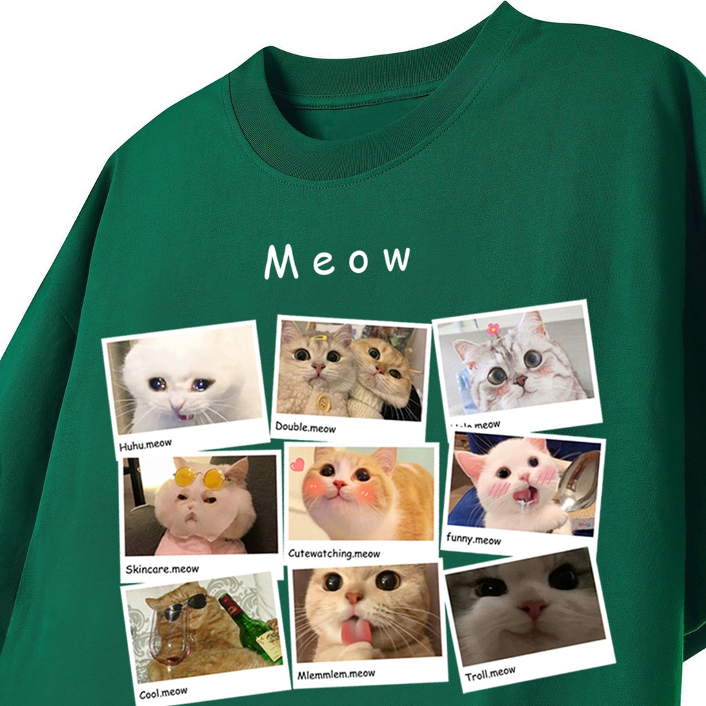 Áo thun Meow Cutee form Unisex nam nữ Cotton oversize form rộng