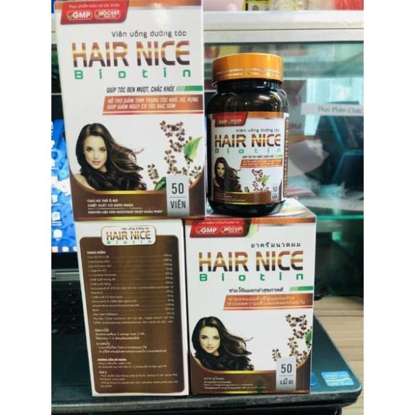 Viên uống dưỡng tóc Hair Nice biotin bổ sung dưỡng chất cho tóc, giảm rụng tóc, chống oxy hóa, làm mịn và sáng da