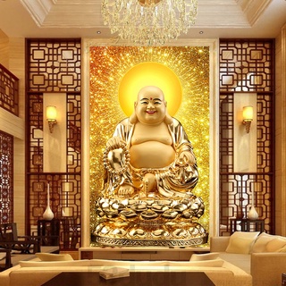 Tranh gắn đá đính kín toàn bộ Phật Di Lặc