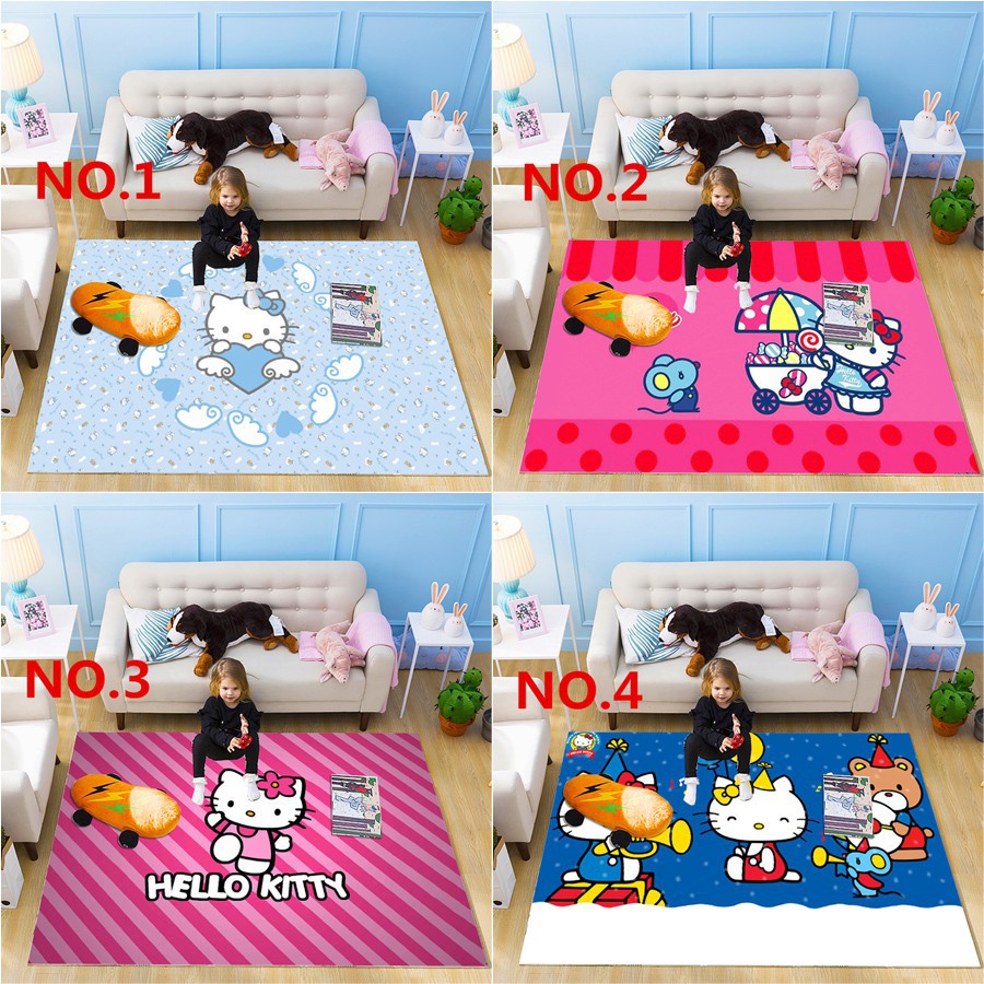Thảm lót sàn in họa tiết mèo Hello Kitty dễ thương dùng trang trí