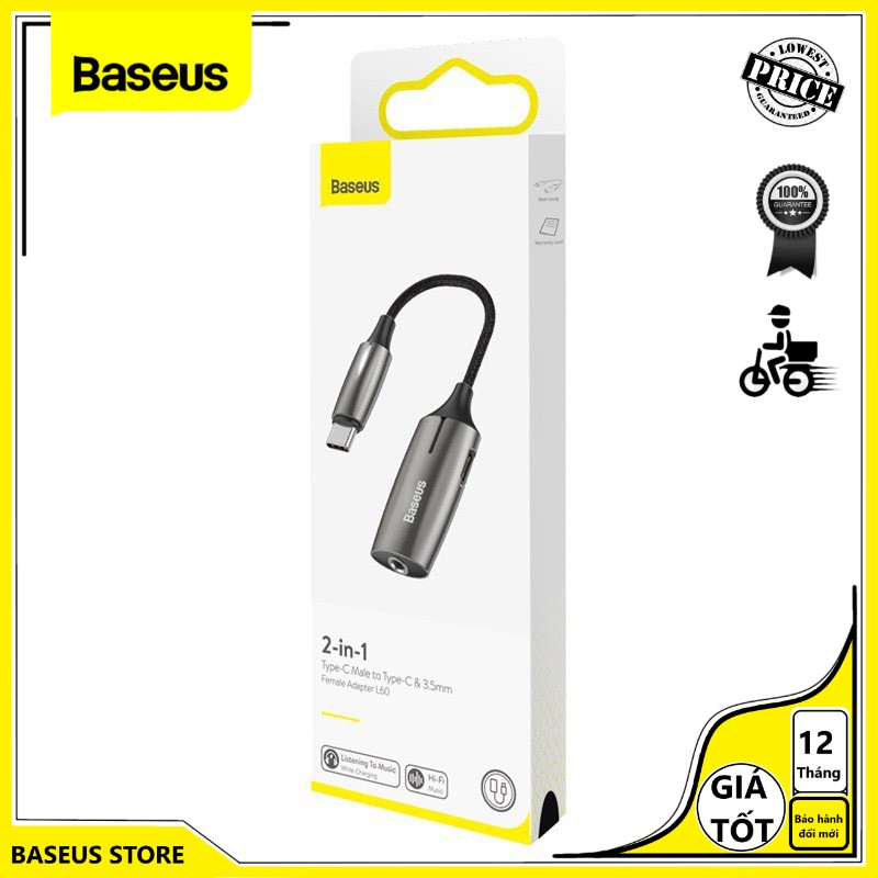 CHÍNH HÃNG_Jack chuyển đổi Type C Baseus L60 vừa nghe vừa sạc