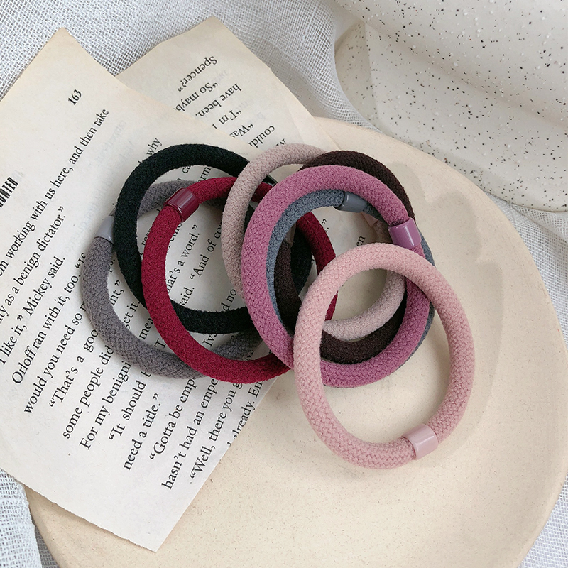 Dây buộc tóc co dãn màu trơn đơn giản