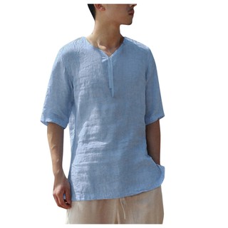 Summer Men Cool And Thin Breathable Collar Hanging Dyed Gradient Cotton Shirt