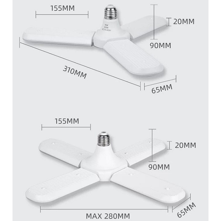 Bóng đèn led 60W/50w/40w cánh hình quạt siêu sáng - BH 1 năm