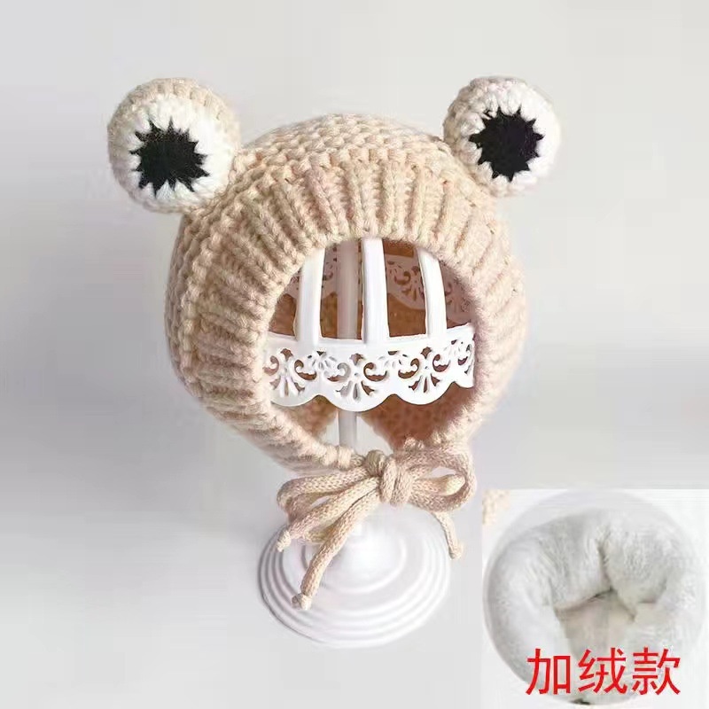 Mũ len cho bé trai và bé gái FUHA, nón len họa tiết tai ếch giữ ấm cho bé