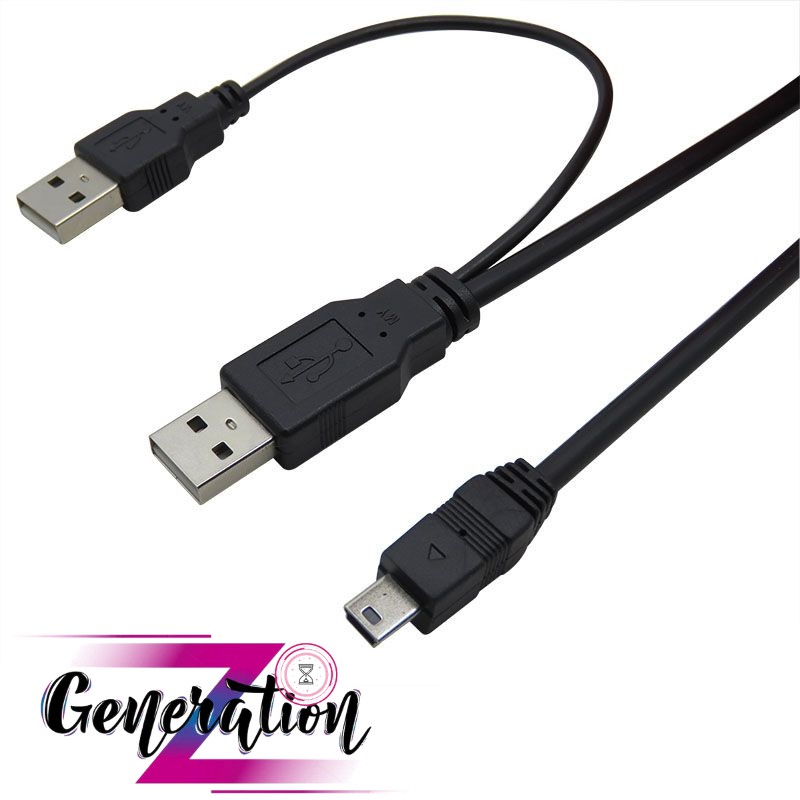 Cáp chữ Y USB 2.0 to Mini USB cho HDD box - CABLE (DÙNG CHO BOX 2.5) 2 ĐẦU USB + 1 ĐẦU KTS