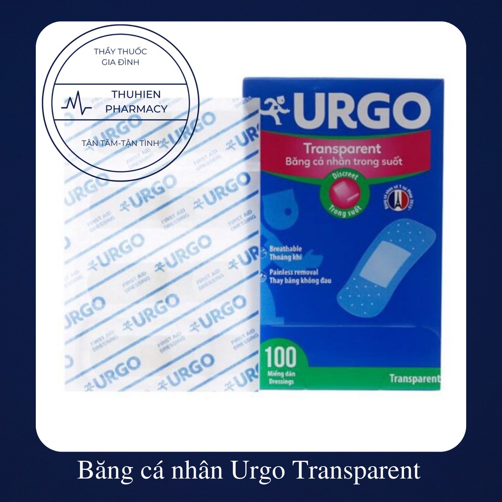 Urgo Transparent Thái Lan - Băng cá nhân trong suốt, chống nước cao (Hộp 20 cái và 100 cái)