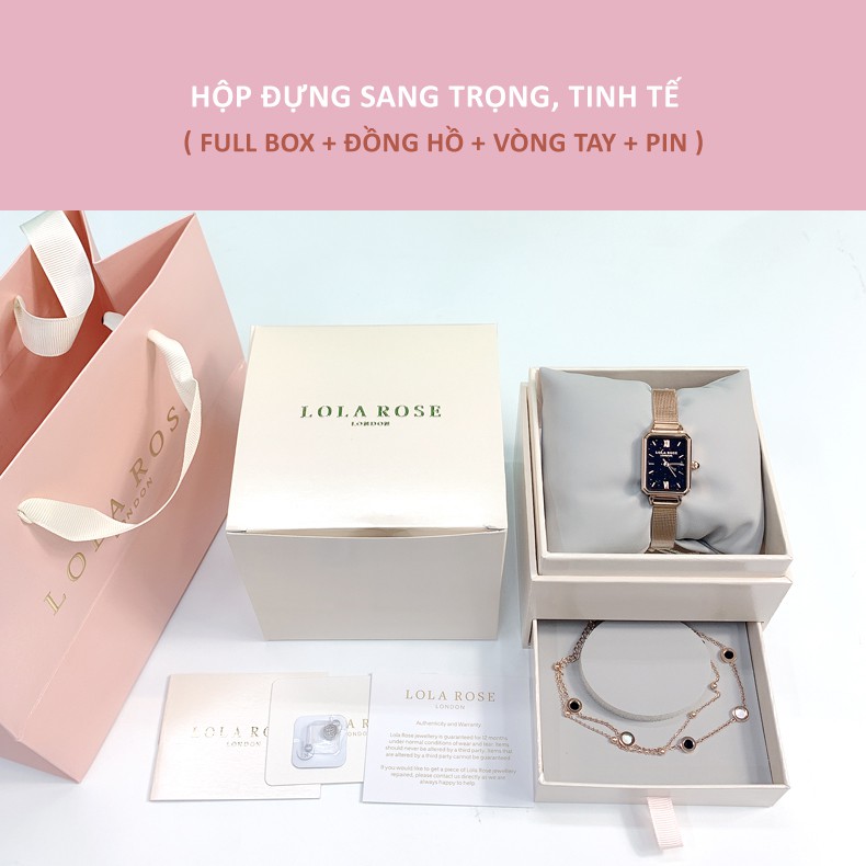 Đồng hồ nữ cao cấp đồng hồ Lolarose dây kim loại mặt vuông galaxy tinh tế sang trọng bảo hành 2 năm LR4138BOX