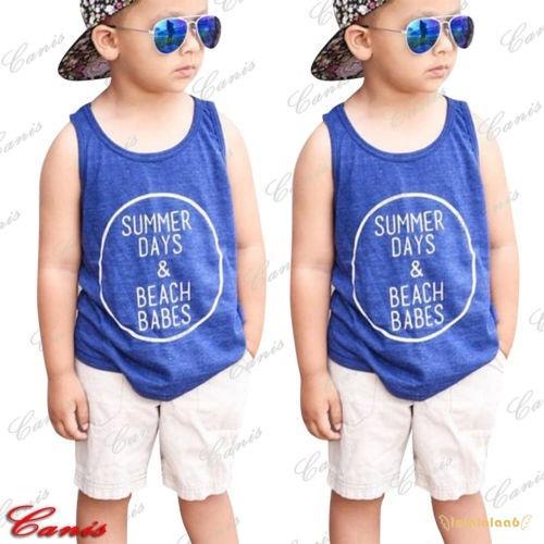 Al6-2pcs Trẻ Sơ Sinh Bé Trai Quần Áo Không Tay Áo Vest Áo Thun + Quần Short