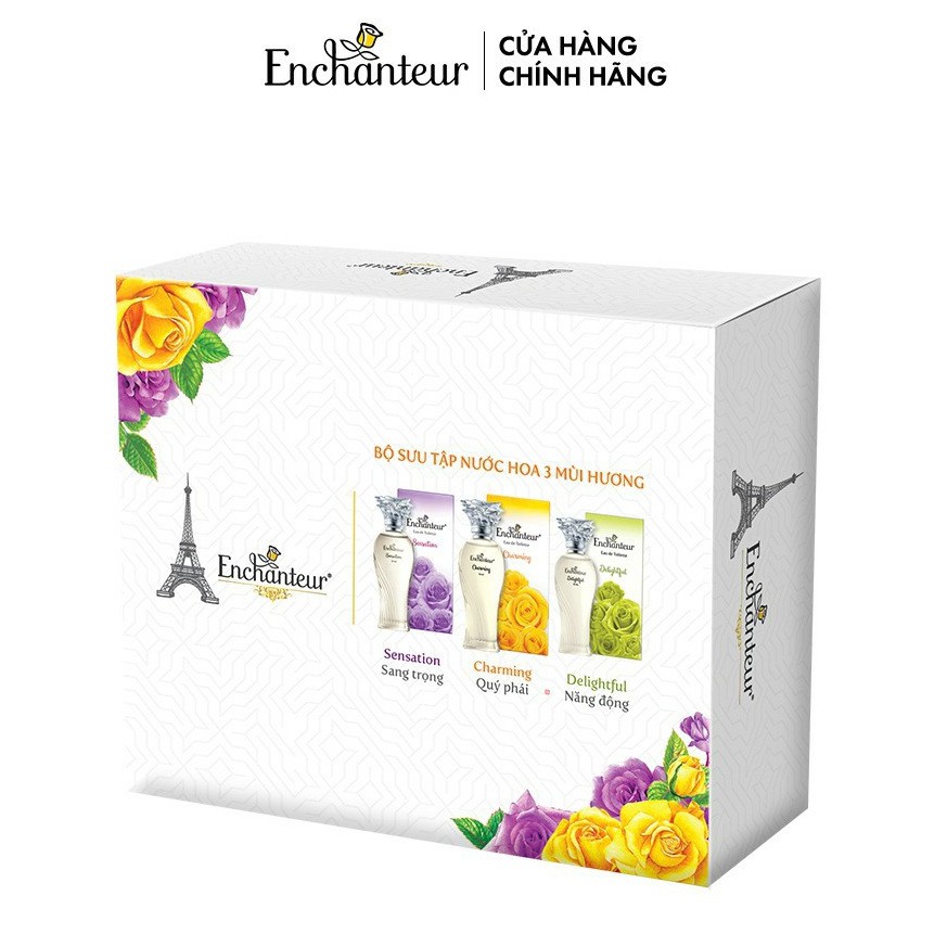 Mua 1 tặng 1 - Bộ Sưu tập nước hoa 3 mùi hương Enchanteur 10ml/ Chai + Tặng kèm 1 chai st 100g