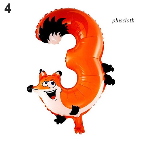 Plu_Animal Number Foil Balloons Kids Party Birthday Wedding Décor Ballon Child Gift