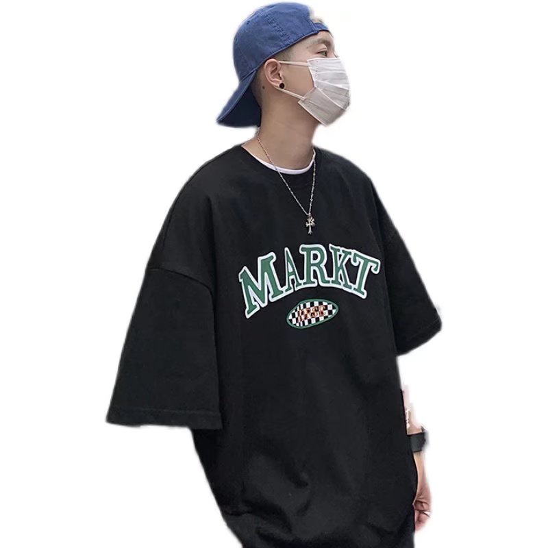 Áo Thun Nam Dáng Rộng In Chữ Phong Cách Hip Hop Nhật Bản Thời Trang Mùa Hè Cỡ Lớn M-5XL