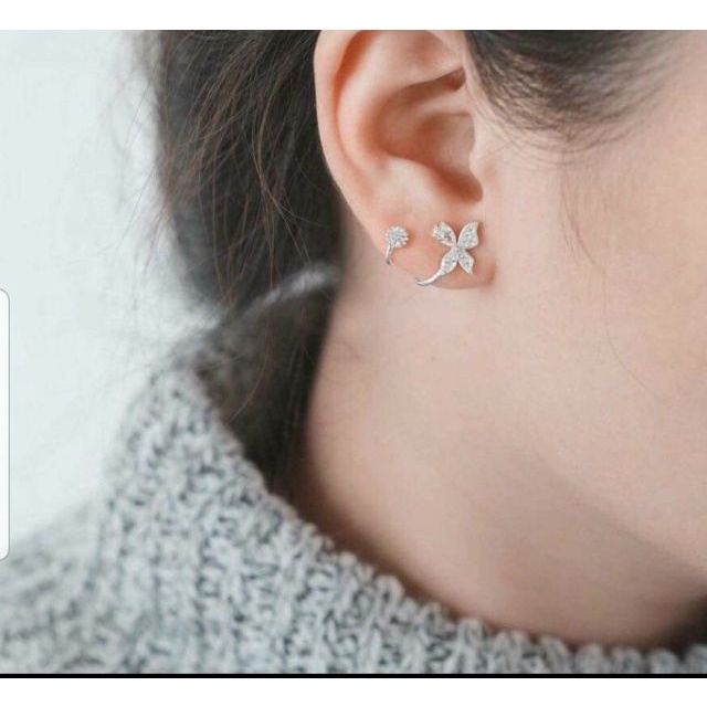 Hoa tai nữ bạc 925 hình cánh bướm xinh xinh trẻ trung BẠC HIỂU MINH HT187