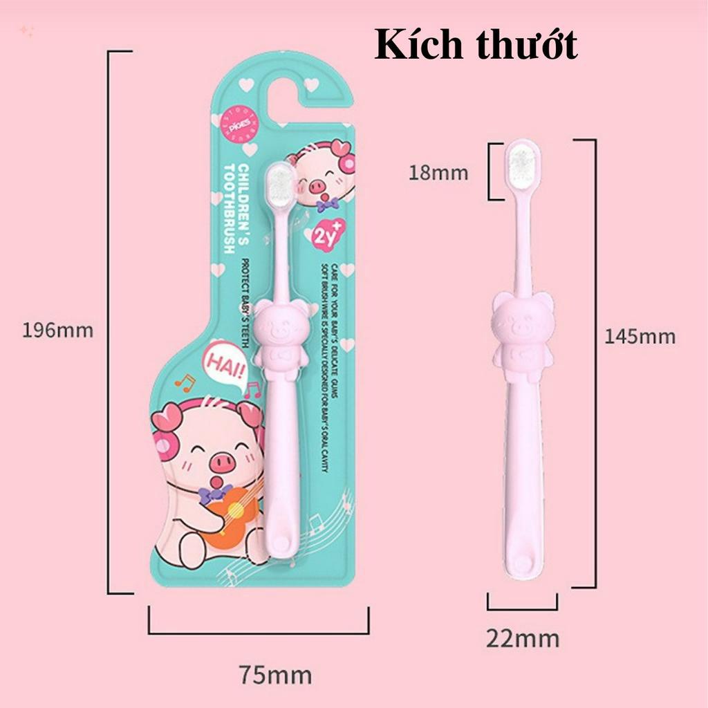 Bàn chải đánh răng cho bé từ 2 đến 10 tuổi hình heo dễ thương, bàn chải lông tơ mềm mại sẽ giúp bé thích đánh răng hơn
