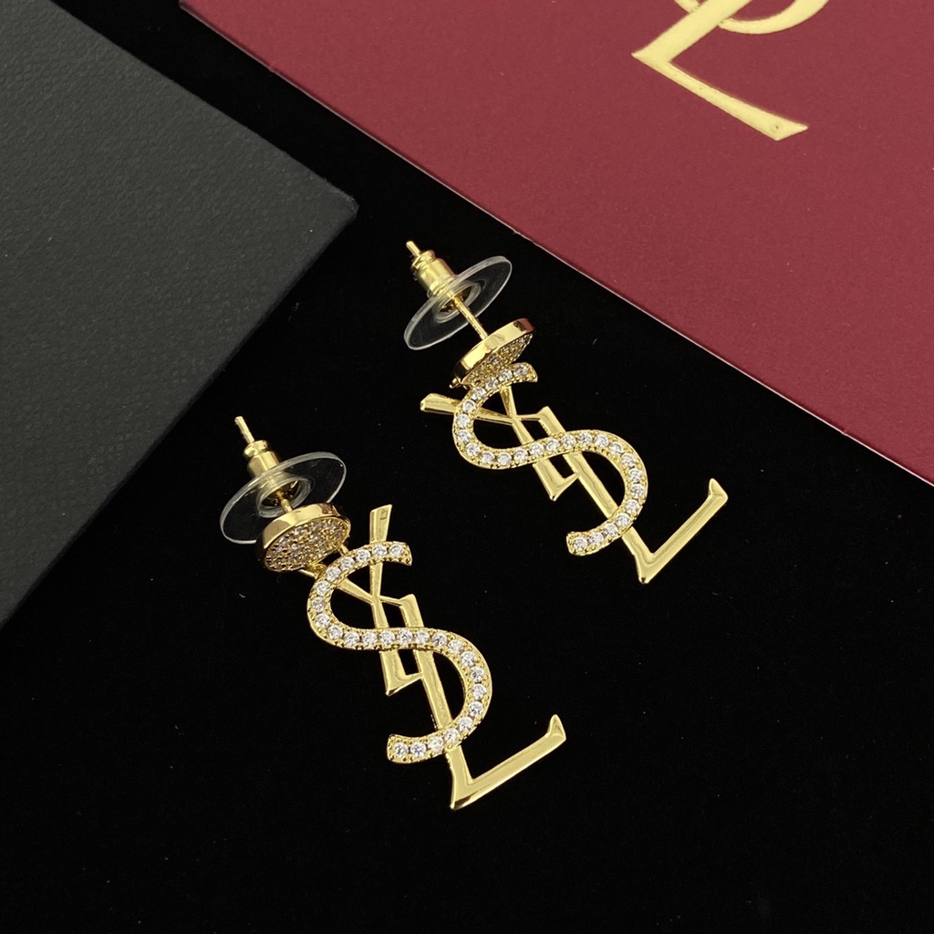 Khuyên Tai Kim Loại Bạc 925 Đính Kim Cương Không Gây Dị Ứng Phong Cách Mới Cho Nữ