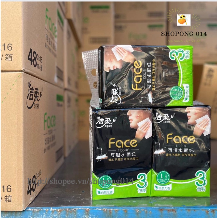Lẻ xách gói giấy ăn Face size L, giấy rút, khăn giấy khô