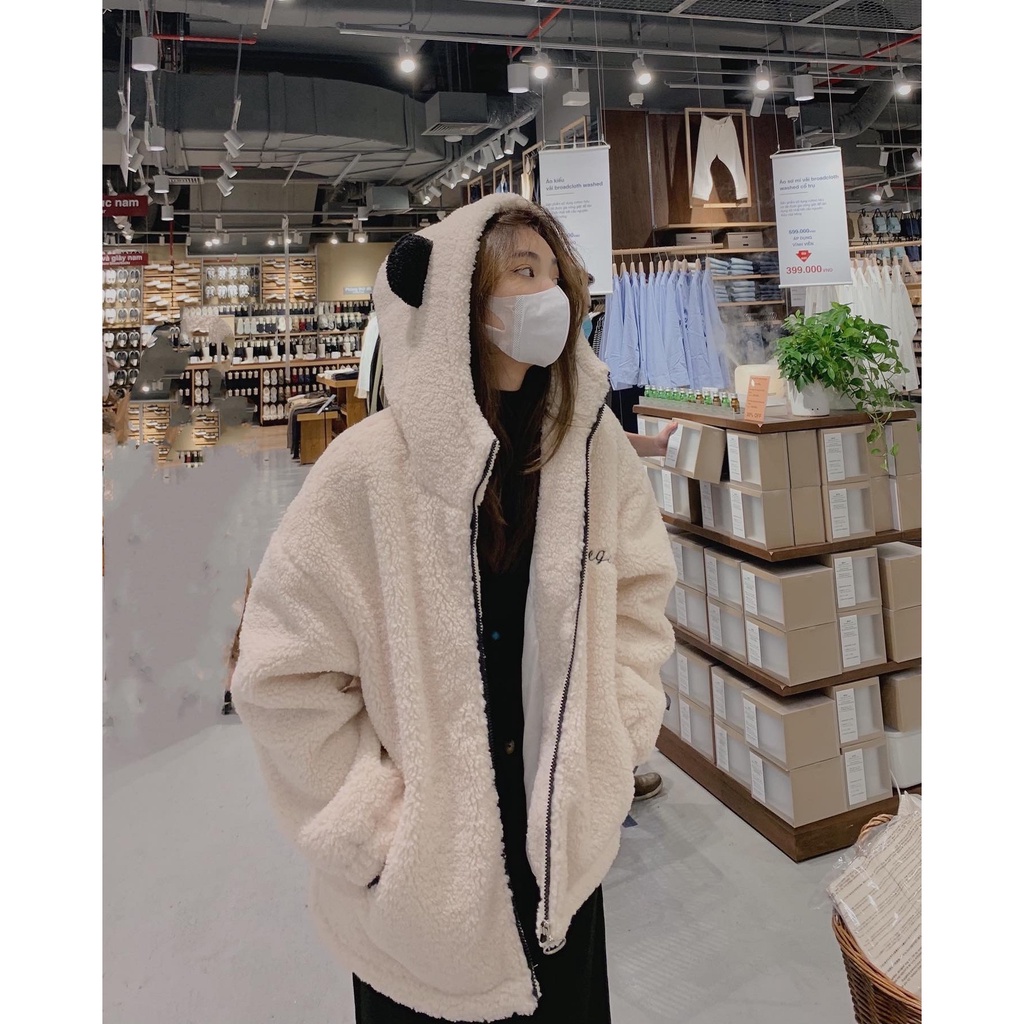 Áo khoác lưng thêu chữ lông cừu mũ gấu A2083 SUSTORE | BigBuy360 - bigbuy360.vn