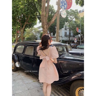 Váy gấm hồng thắt nơ lưng Rosa- SIZE S/M/L- HÀNG CHÍNH HÃNG- Juletbygiang