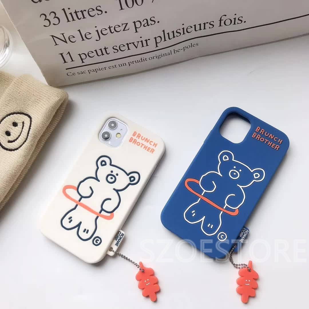 Cartoon Cute Hula Hoop Bear Pendant Soft Silicone Phone Case Cover for Huawei Nova3 Nova3i Nova4 Nova5T Nova7 Nova7SE Nova7i Mate30 Mate30Pro Mate20 Mate20Pro Honor 8X Honor 10 Honor 7X Honor Play Honor 10lite