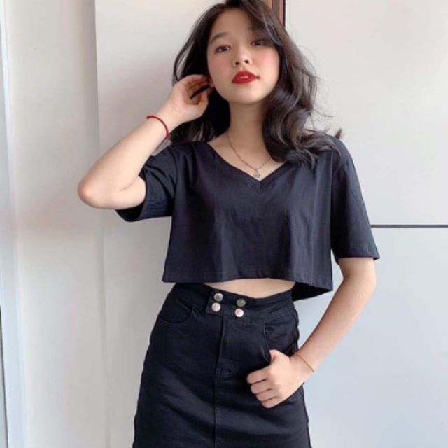 Áo thun trơn croptop