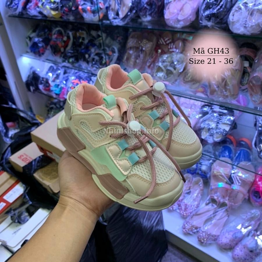Giày thể thao cho bé gái 1 - 12 tuổi khóa rút sành điệu thời trang và cá tính đi học đi chơi phong cách Hàn Quốc GH43