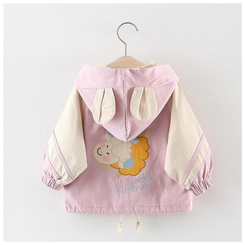 Áo khoác bé gái chất kaki siêu mềm dây rút gấu có mũ siêu cute size 9-17kg AK33