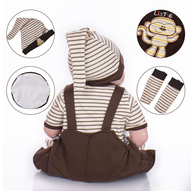 Bộ Trang Phục 5 Món Gồm Áo Thun Họa Tiết Kẻ Sọc Và Quần Dành Cho Búp Bê Sơ Sinh