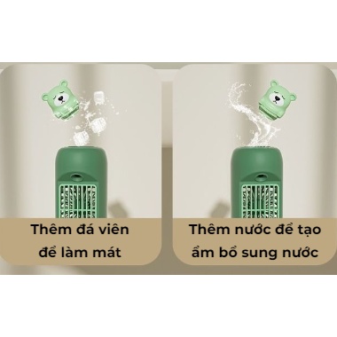 Quạt Tháp Phun Sương Điều Hòa Thay Thế Quạt Để Bàn Làm Mát Không Khí, Quạt Tích Điện - Xoay Tròn - Tạo Độ Ẩm