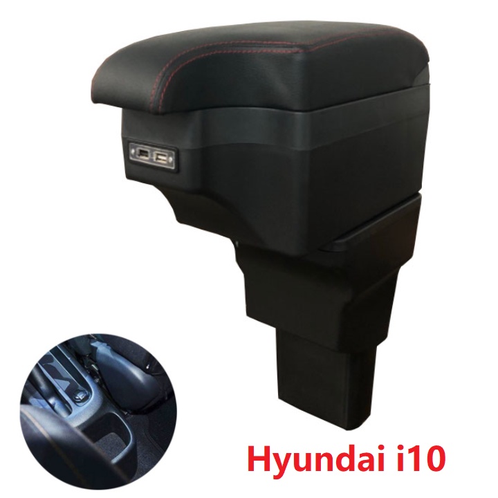 Hộp tỳ tay ô tô cao cấp Hyundai i10 tích hợp 6 cổng USB MÃ  SUSB-i10 - DẠNG MẶT KHUYẾT ( HÀNG LOẠI 1 CAO CẤP )