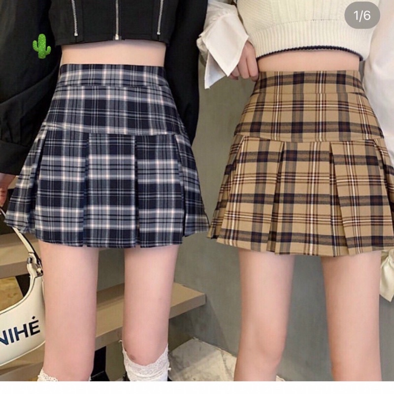 Chân váy caro xếp li, Chân váy nữ kẻ caro Tennis Skirts xếp ly có lót quần alohashop91