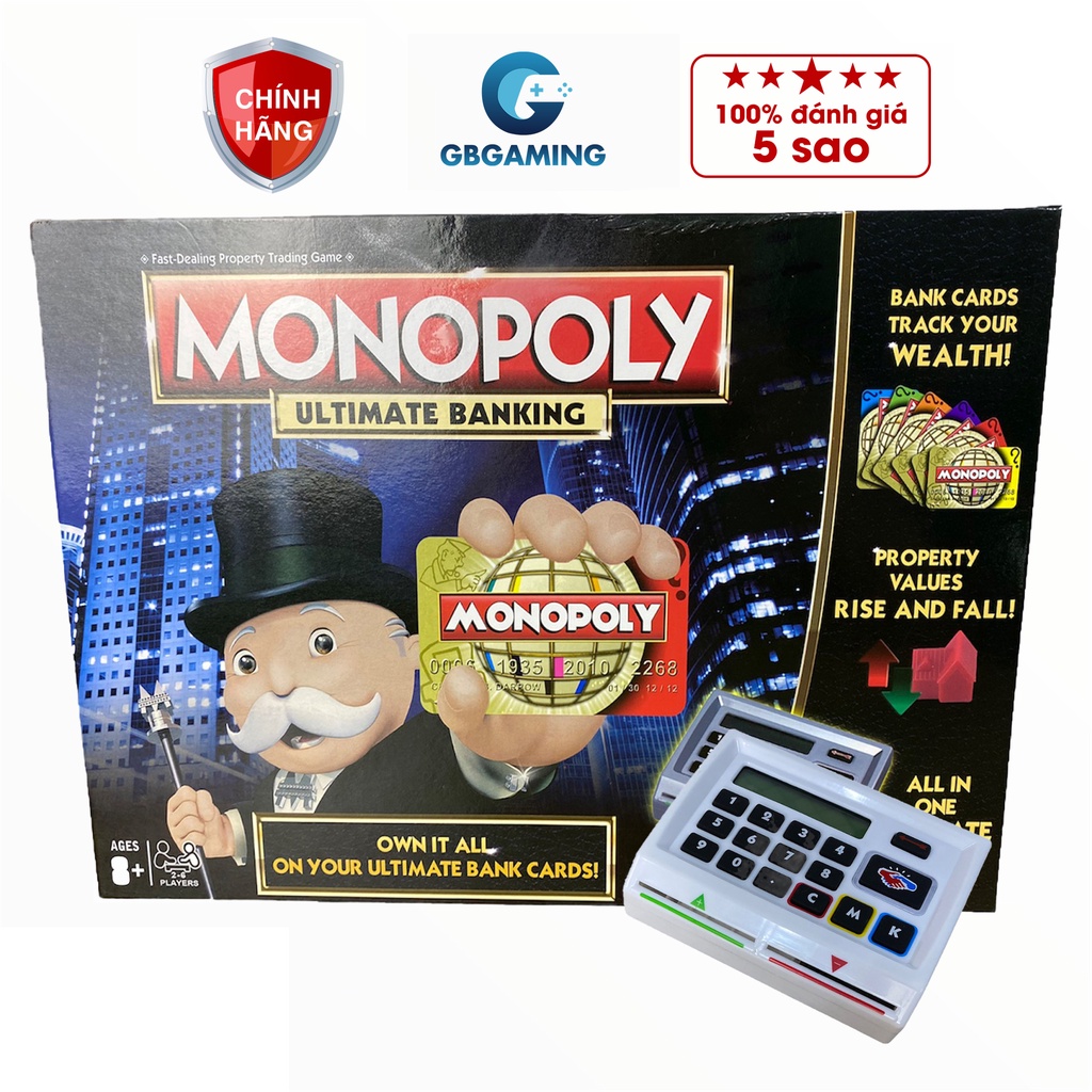 Cờ Tỷ Phú Monopoly 4.0,Bộ Board game monopoly Có Máy Ngân Hàng điện tử quẹt thẻ ATM tự động Bài tây