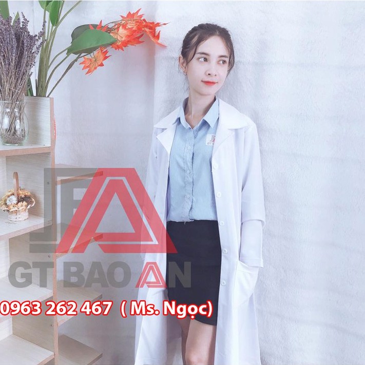 Áo Blouse Trắng Bác Sĩ Dài Tay Cho Nam Và Nữ - Thương Hiệu GT Bảo An