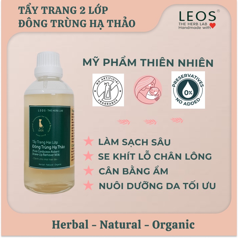 Tẩy Trang Hai Lớp Phục Hồi Da Đông Trùng Hạ Thảo - HANDMADE by LEOS - The Herb Lab
