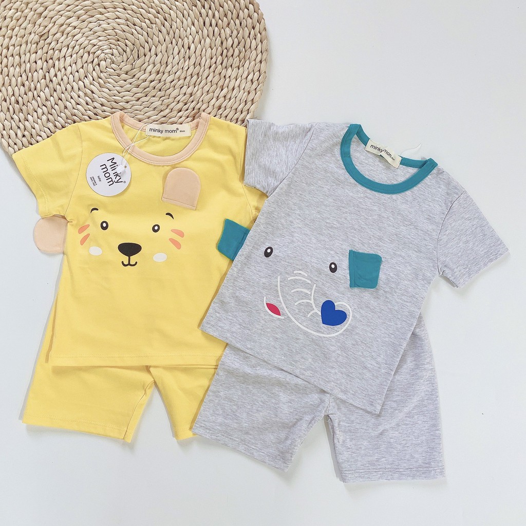 Bộ Cộc Minky Mom Họa Tiết Động Vật Có Tai Heo Hồng