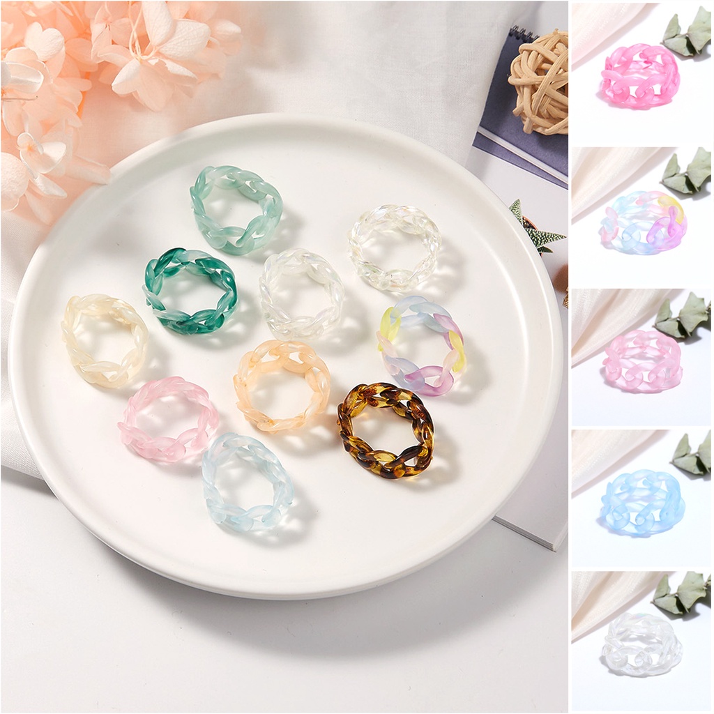  Nhẫn nhựa acrylic nhiều màu tùy chọn phong cách cổ điển 2021