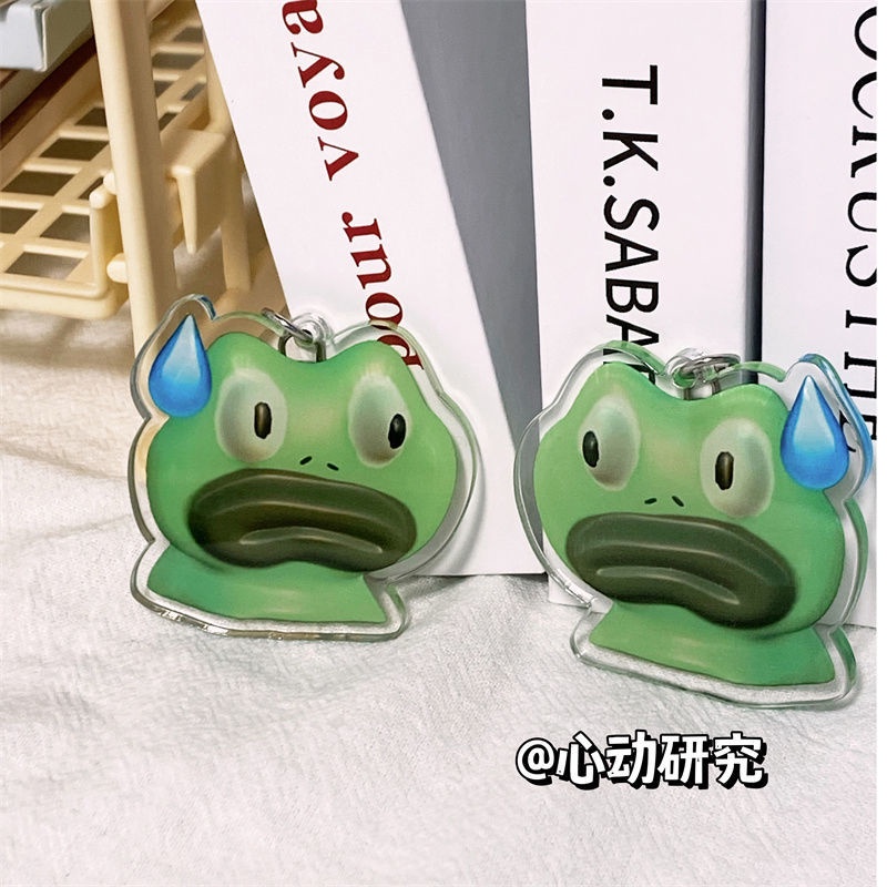 Móc khóa mặt hình chú ếch dễ thương làm từ acrylic