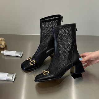 Boots lưới khoá trắng đen