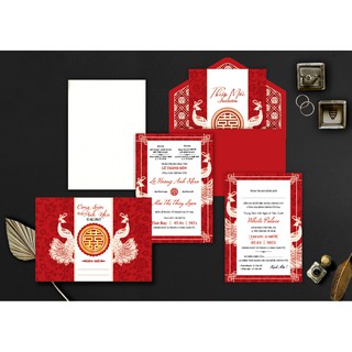 Thiệp cưới màu đỏ SLA49 (Nhận in từ 100 thiệp)
