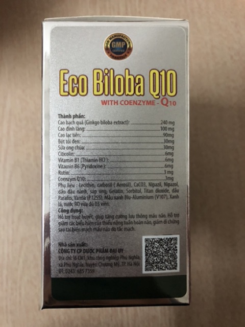 Bổ não HOẠT HUYẾT DƯỠNG NÃO Eco biloba Q10 - Ginkgo Biloba 240 - Cải thiện trí nhớ, tăng cường lưu thông máu lên não