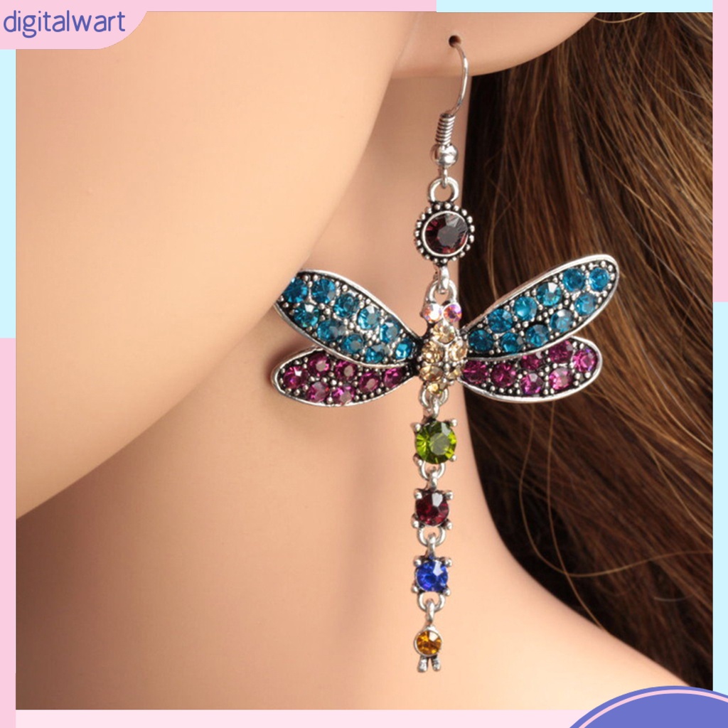 Hoa Tai Hình Chuồn Chuồn Đính Đá Phối Tua Rua Thời Trang Cho Nữ